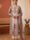 Vagmi Women Ethnic Motifs Printed Regular Kurta with Trousers & With Dupatta (Beige)